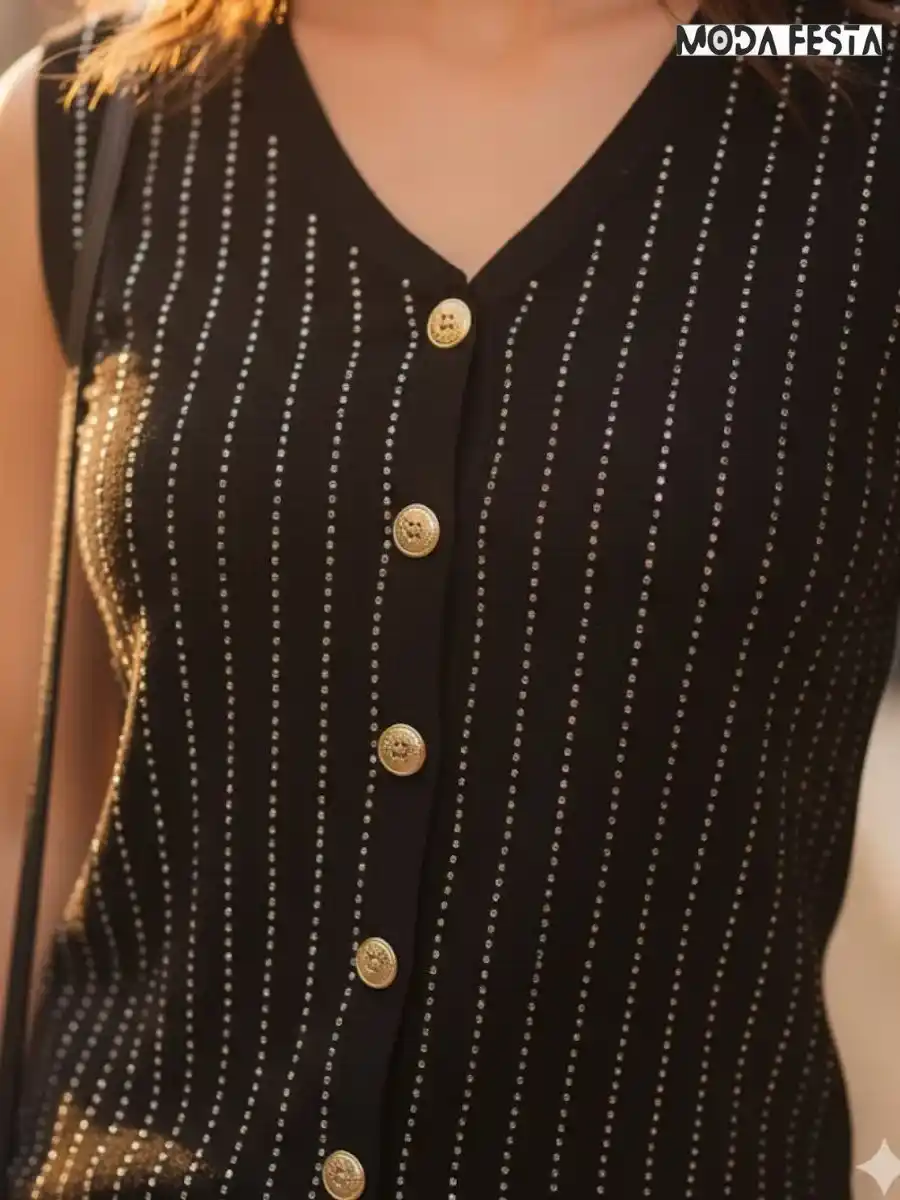 ModaFesta -elegant-sequence-party-vest-top-black