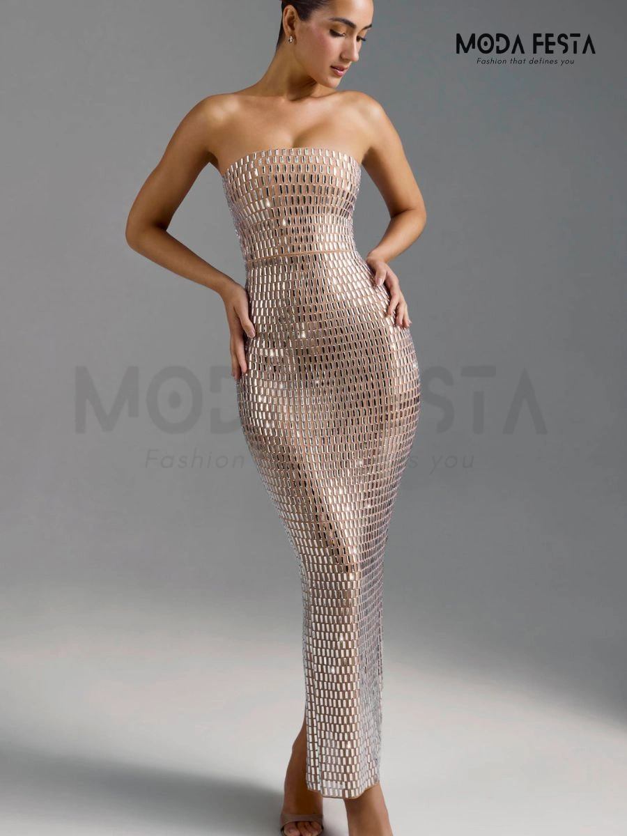 ModaFesta -rhinestone-sequin-dress-peach