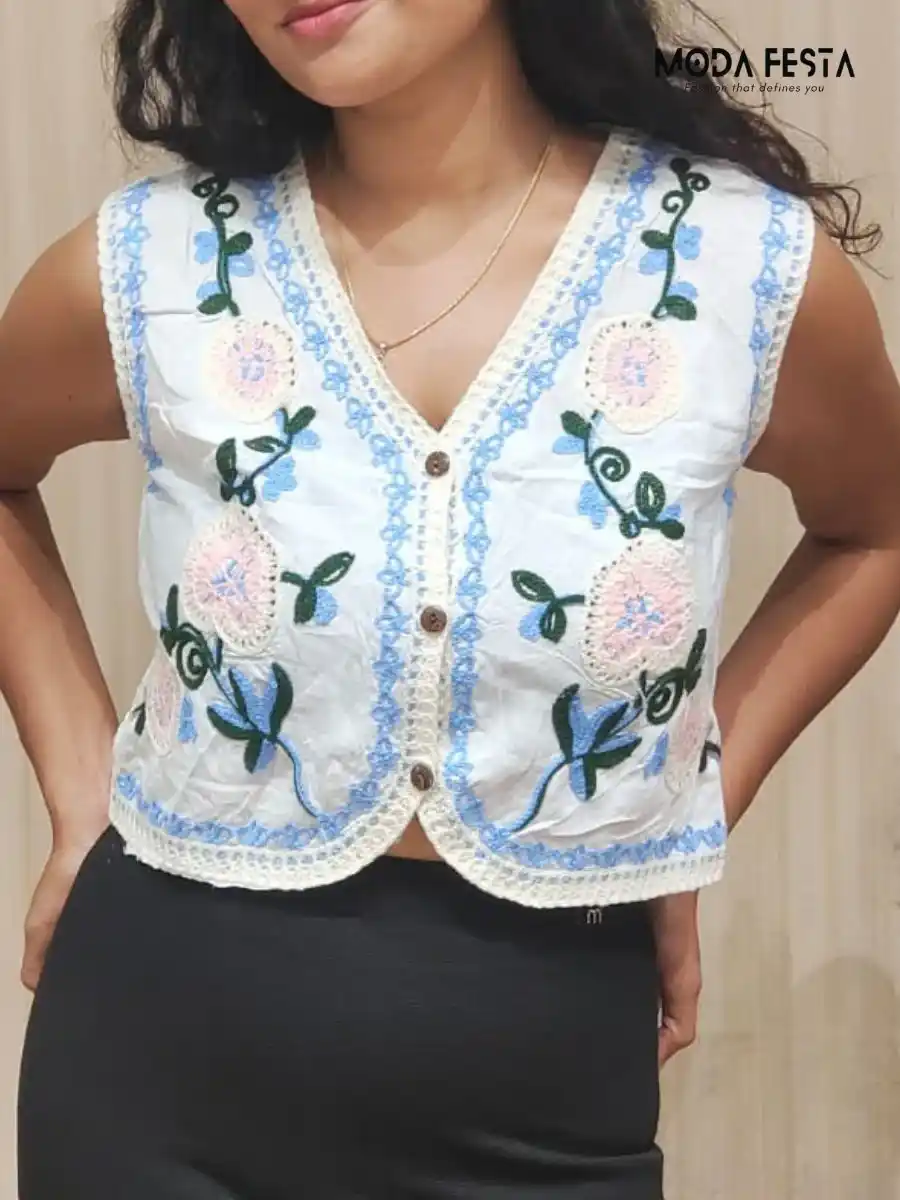 ModaFesta -elegant-floral-embroidered-top-blue