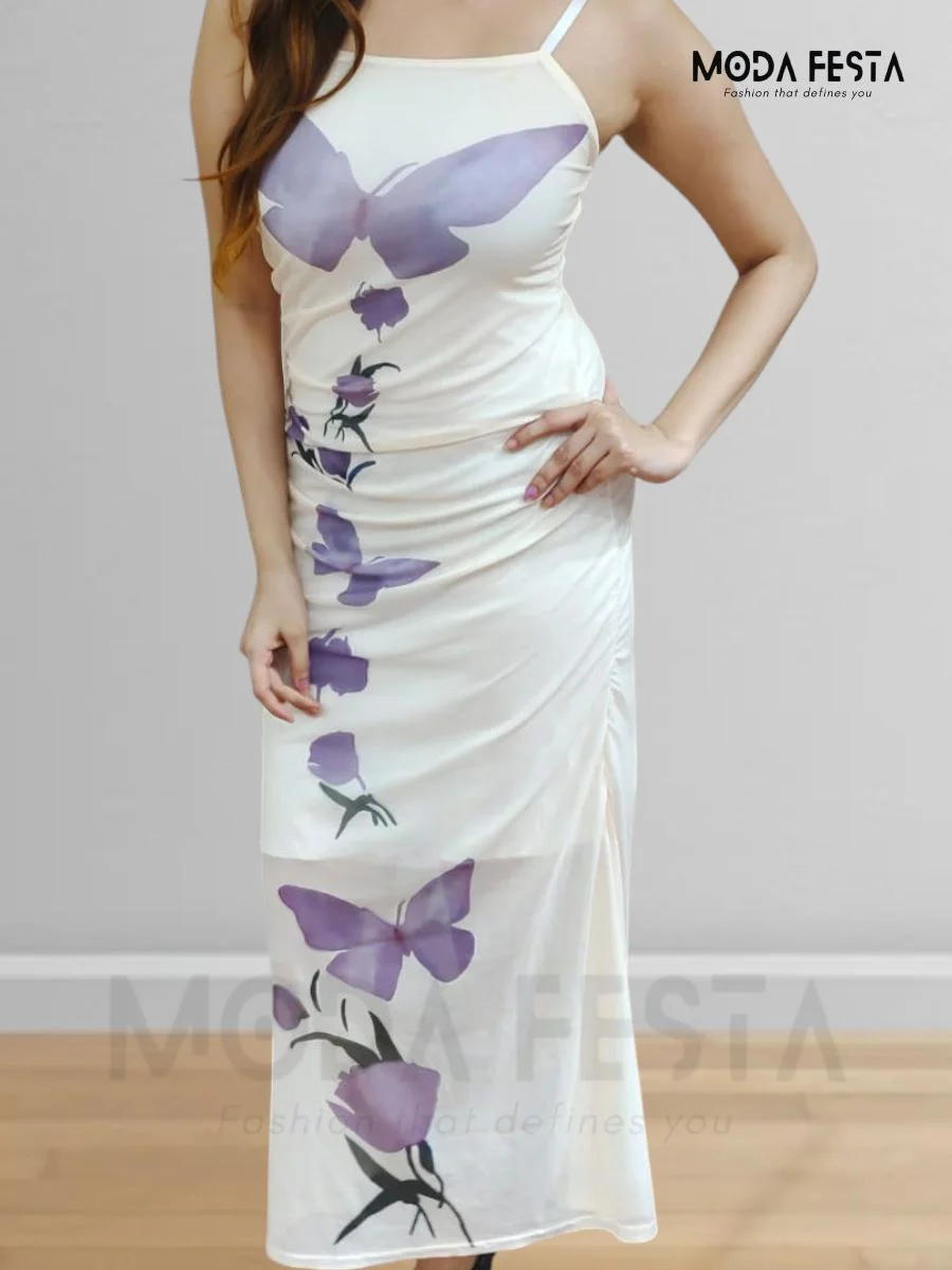 ModaFesta -printed-mesh-bodycon-dress-off-white