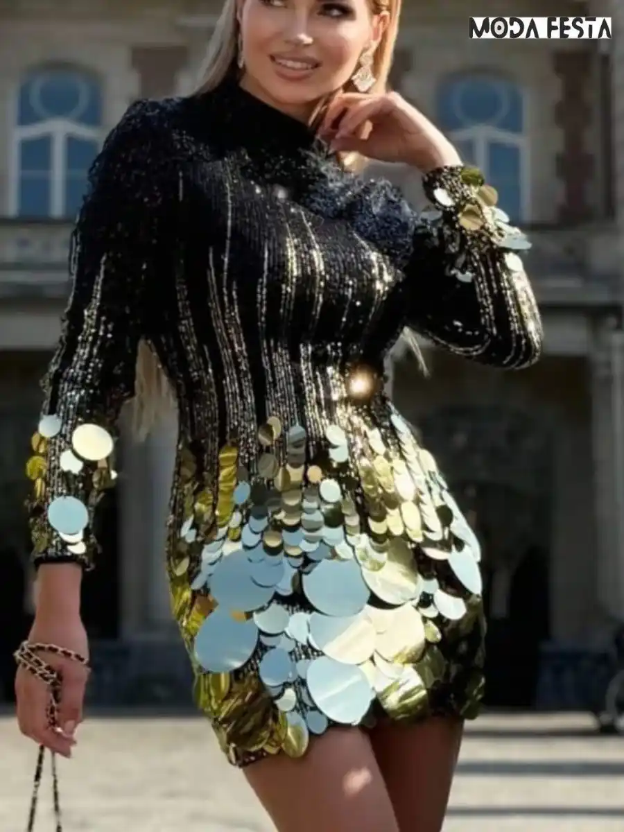 ModaFesta -elegant-sequin-mini-dress-black