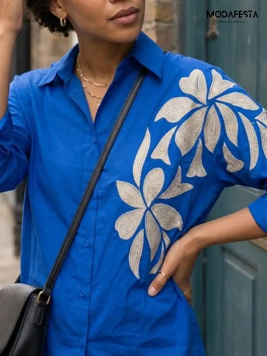 ModaFesta -elegant-floral-print-shirt-work-on-shoulder-blue