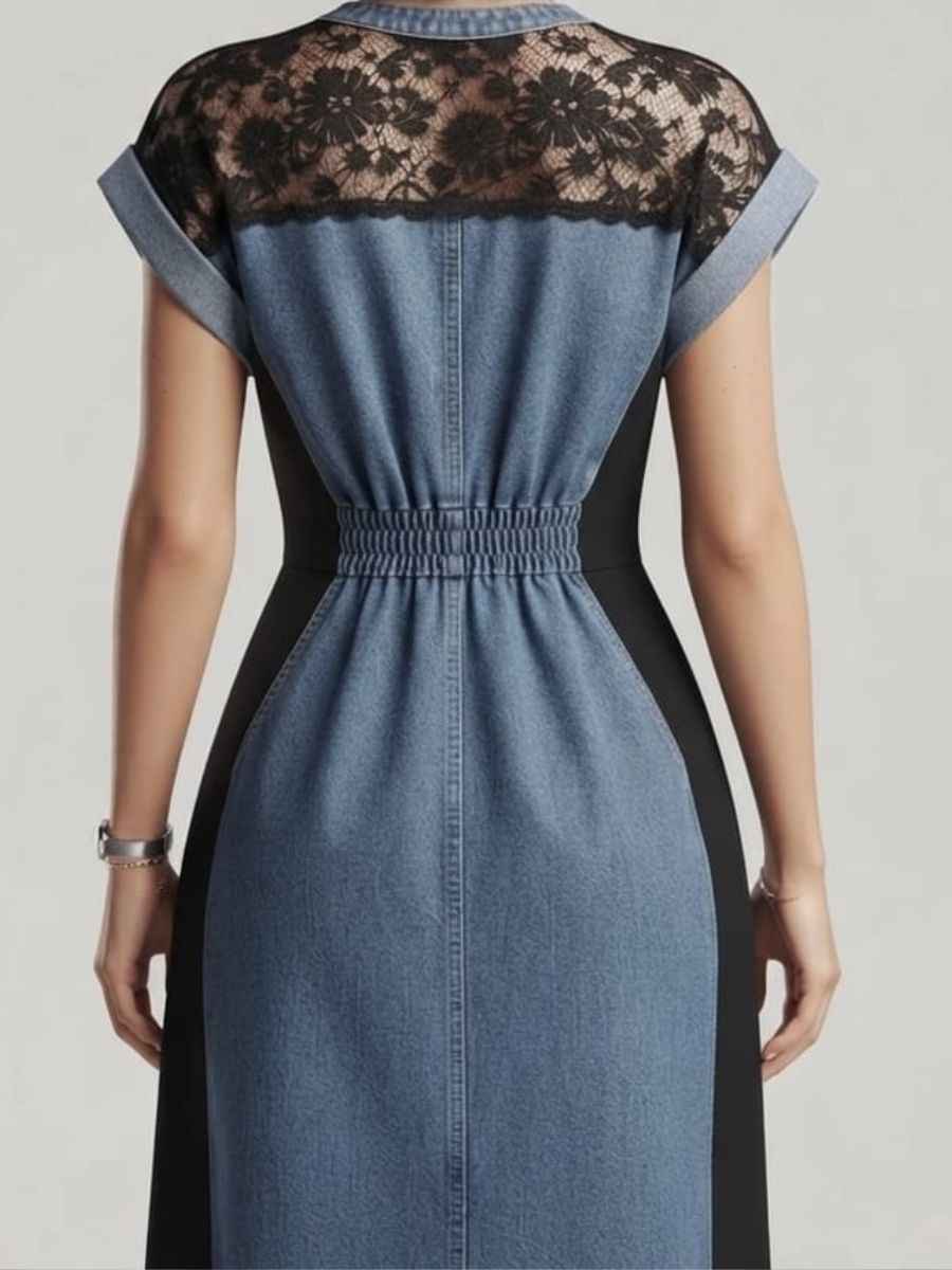 ModaFesta -blue-denim-lace-accent-waist-belt-dress
