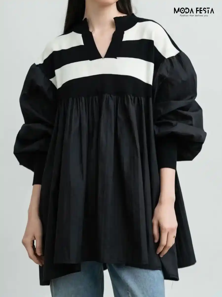 ModaFesta -patchwork-top-black