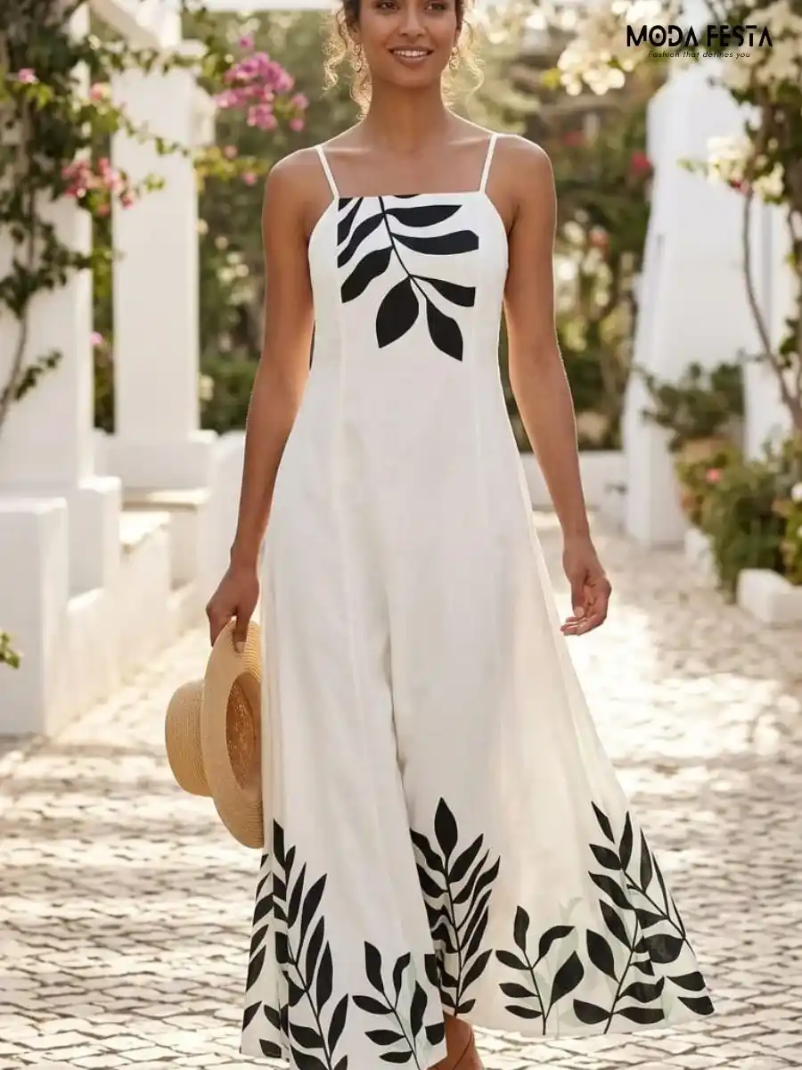 Ivory Leaf Whisper Maxi Dress