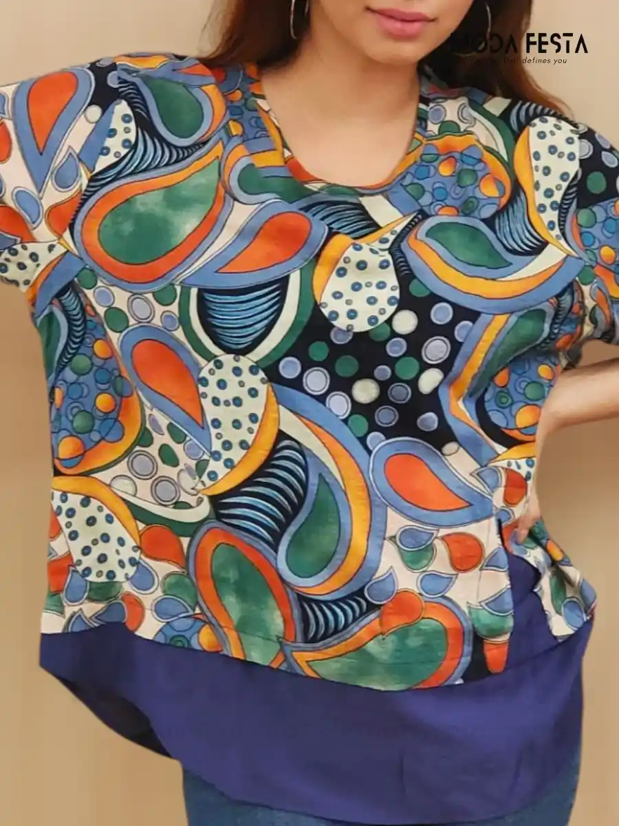 ModaFesta -bohemian-style-printed-top-blue