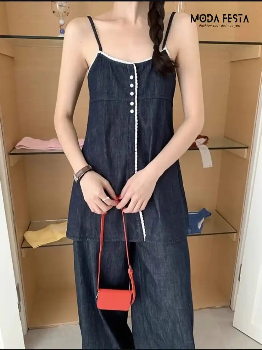 ModaFesta -margaret-denim-flared-coored-set-black