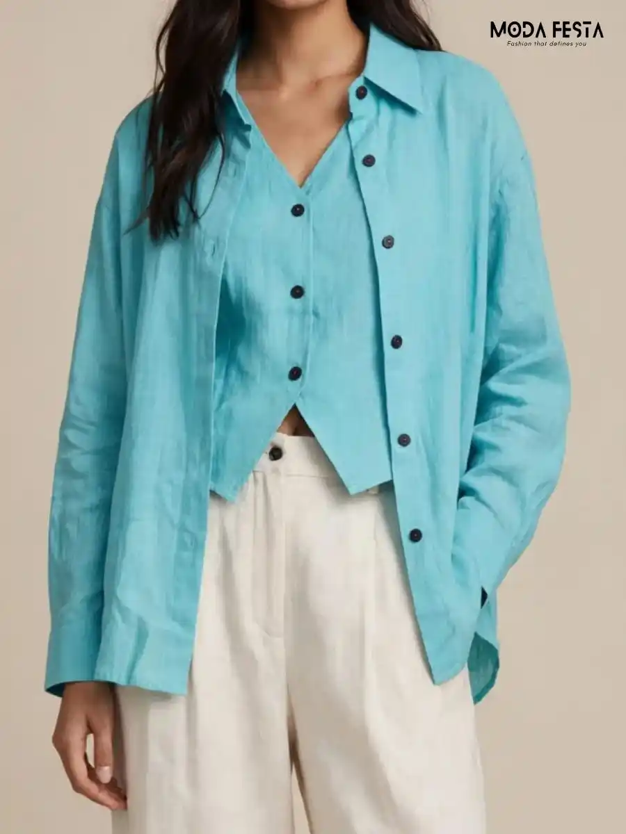 ModaFesta -bright-blue-button-down-shirt
