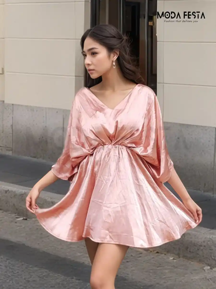 Peach Satin Dress