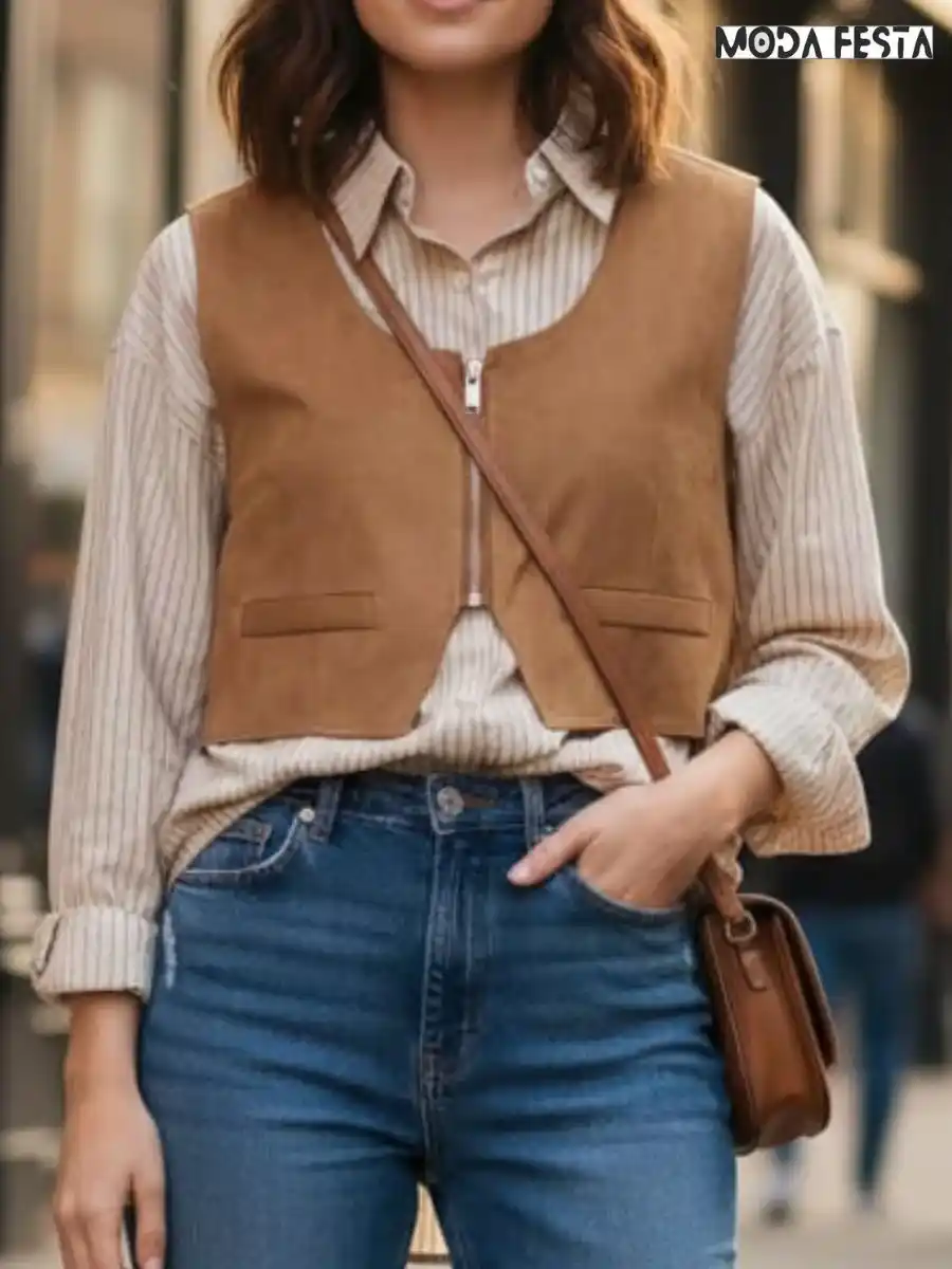 ModaFesta -elegant-stripe-shirt-vest-style-beige