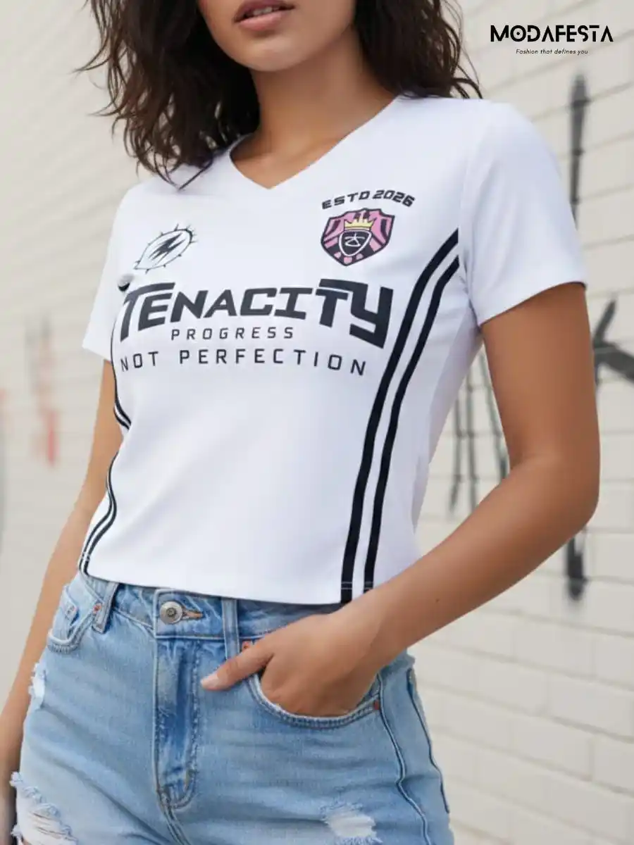 ModaFesta -elegant-v-neck-lettering-crop-t-shirt-white