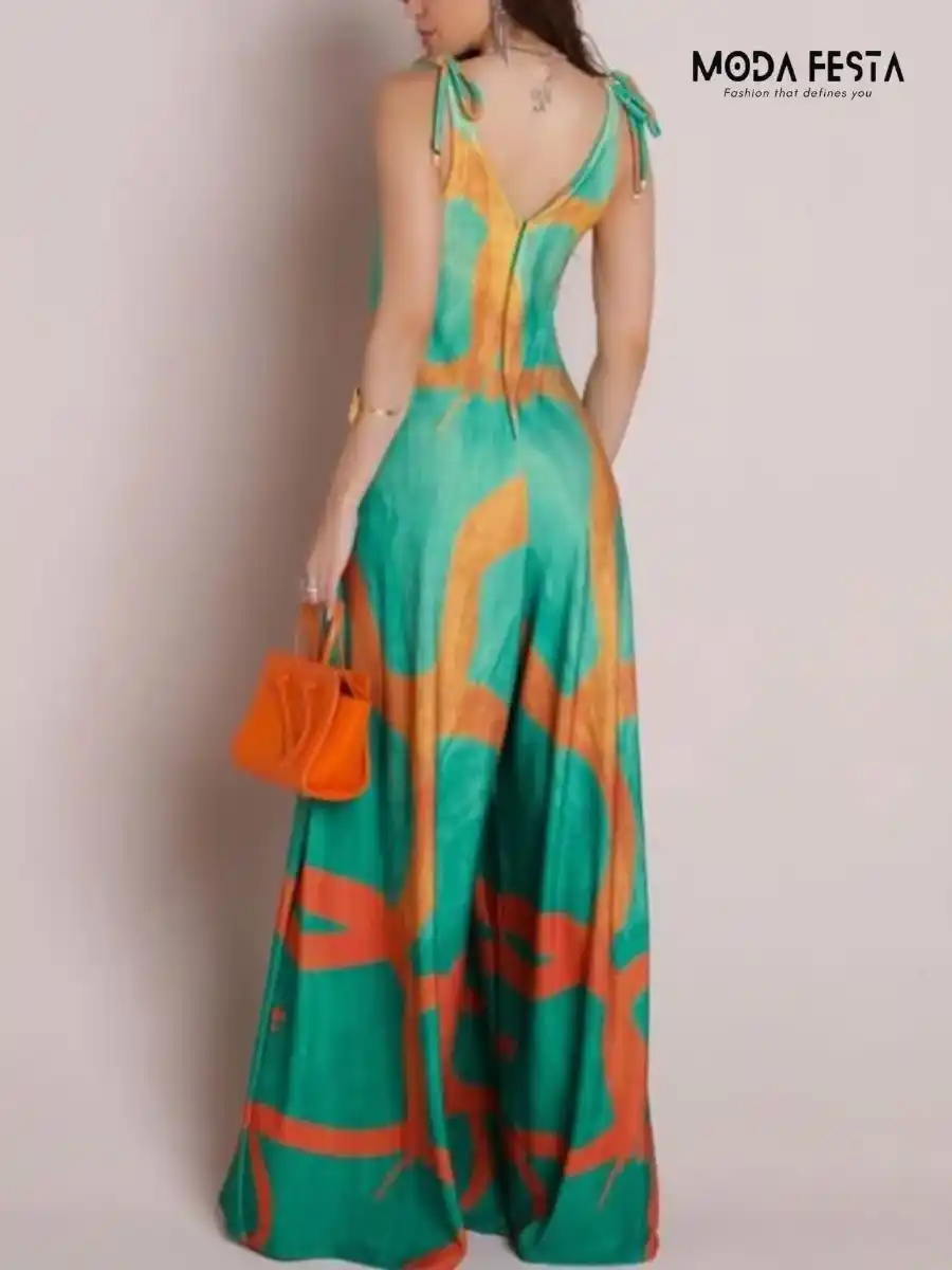 ModaFesta -abstractl-print-jumpsuit-green