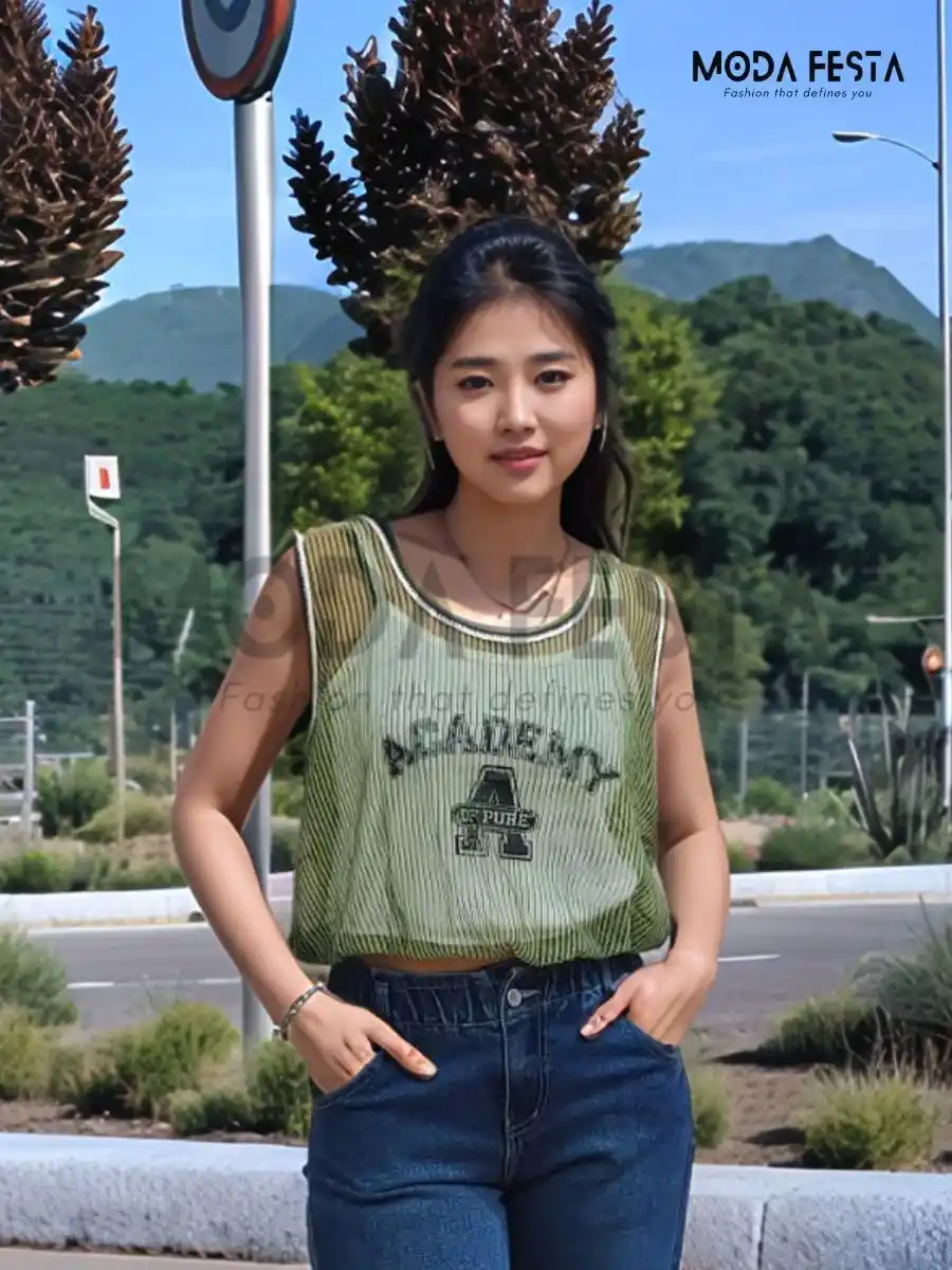 ModaFesta -casual-crop-top-with-inner-green