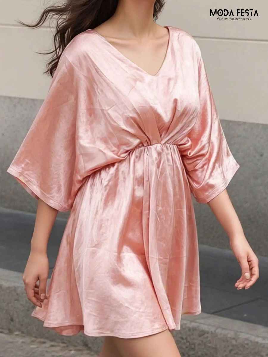 ModaFesta -peach-satin-dress
