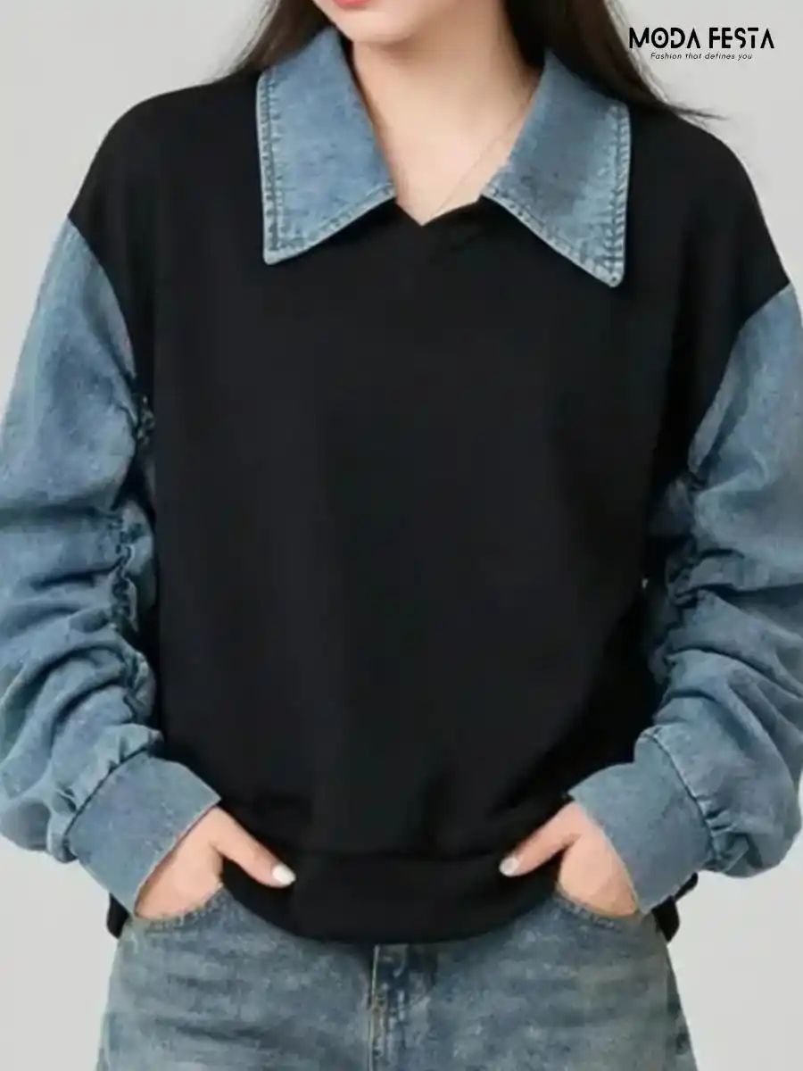ModaFesta -korean-style-casual-sweater-top-black
