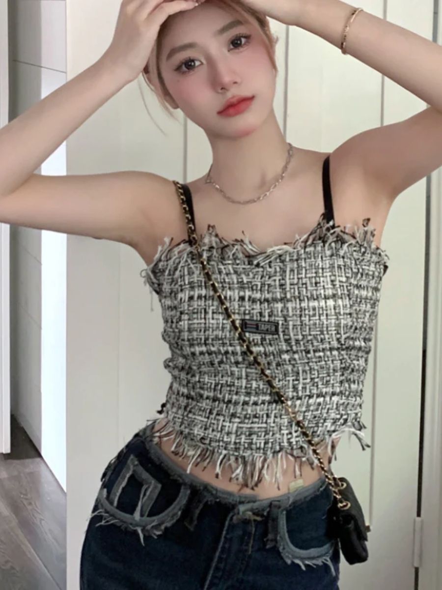ModaFesta -fringed-crop-co-ord-top-black