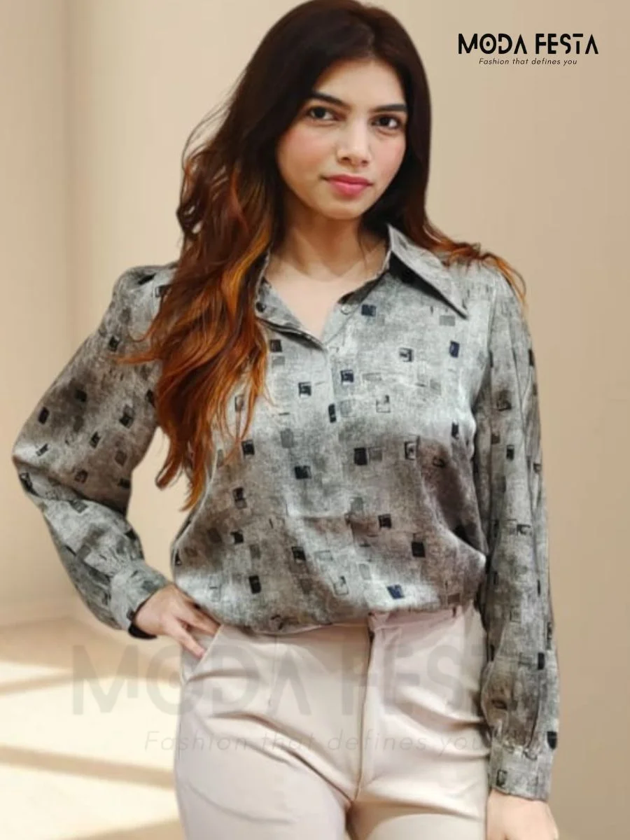 ModaFesta -trendy-formal-satin-shirt-grey