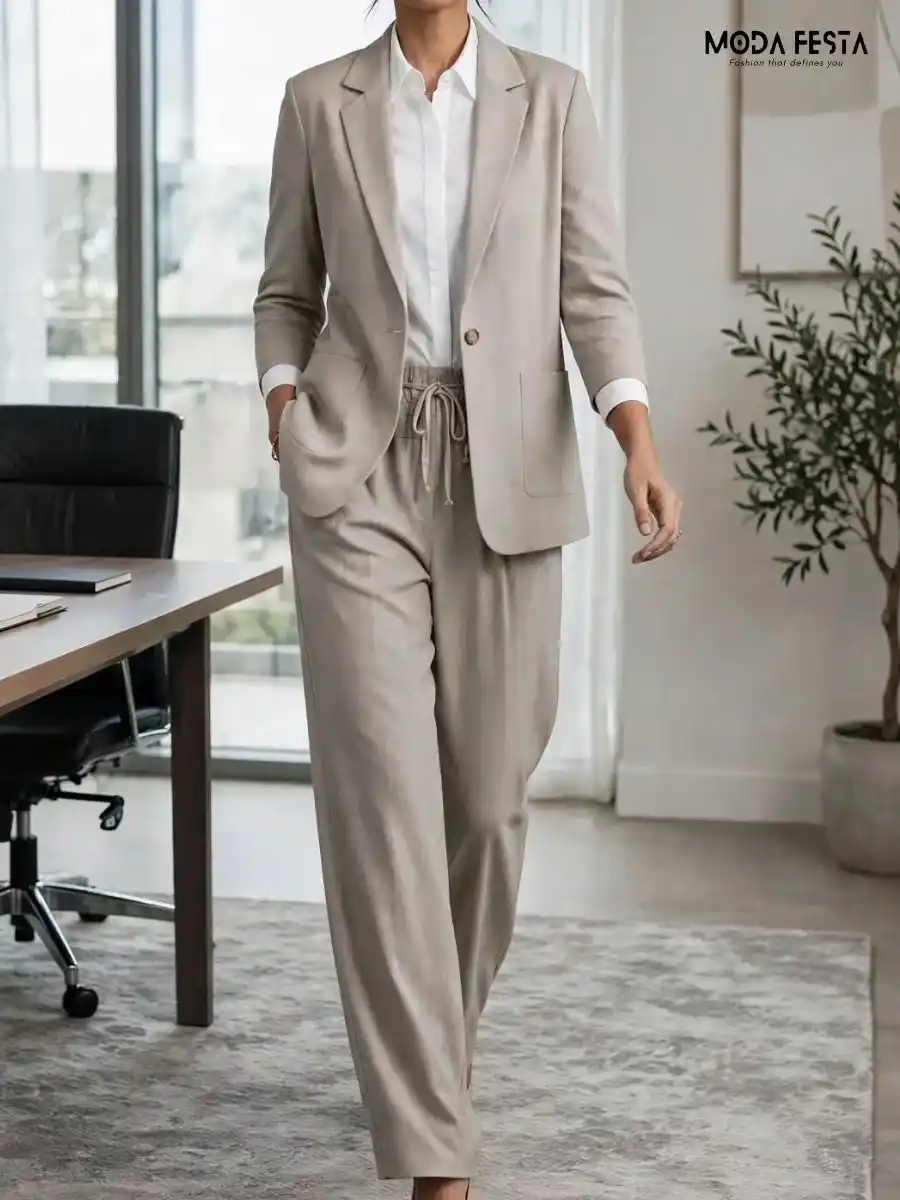 ModaFesta -solid-blazer-and-trousers-set