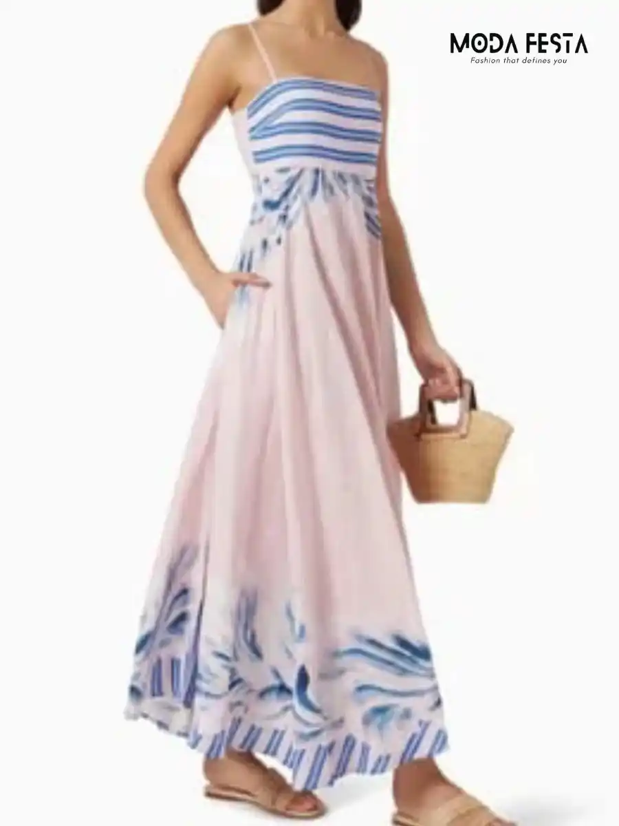 ModaFesta -stylish-floral-print-dress-pink
