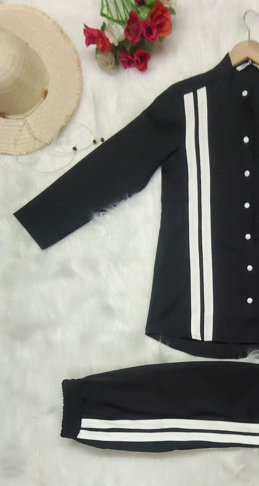 ModaFesta -black-strip-co-ord-set