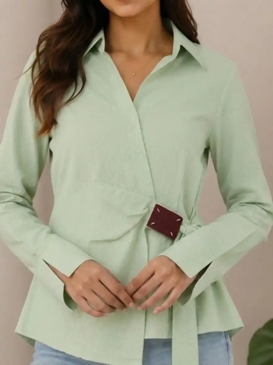 ModaFesta -sage-green-asymmetric-wrap-top-side-tie