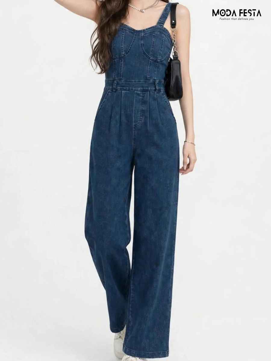 ModaFesta -slim-waist-solid-solid-jumpsuit-blue-denim