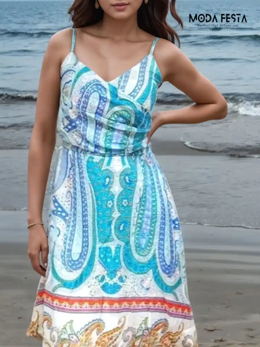 ModaFesta -printed-shrug-dress-blue