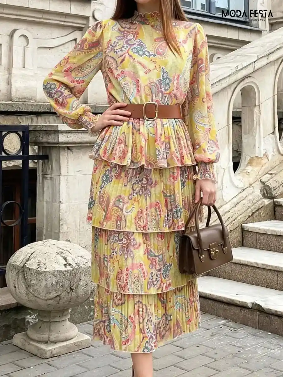 Elegant Layer Floral Long Dress