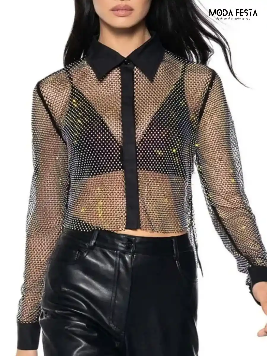 Rhinestone Button Tops
