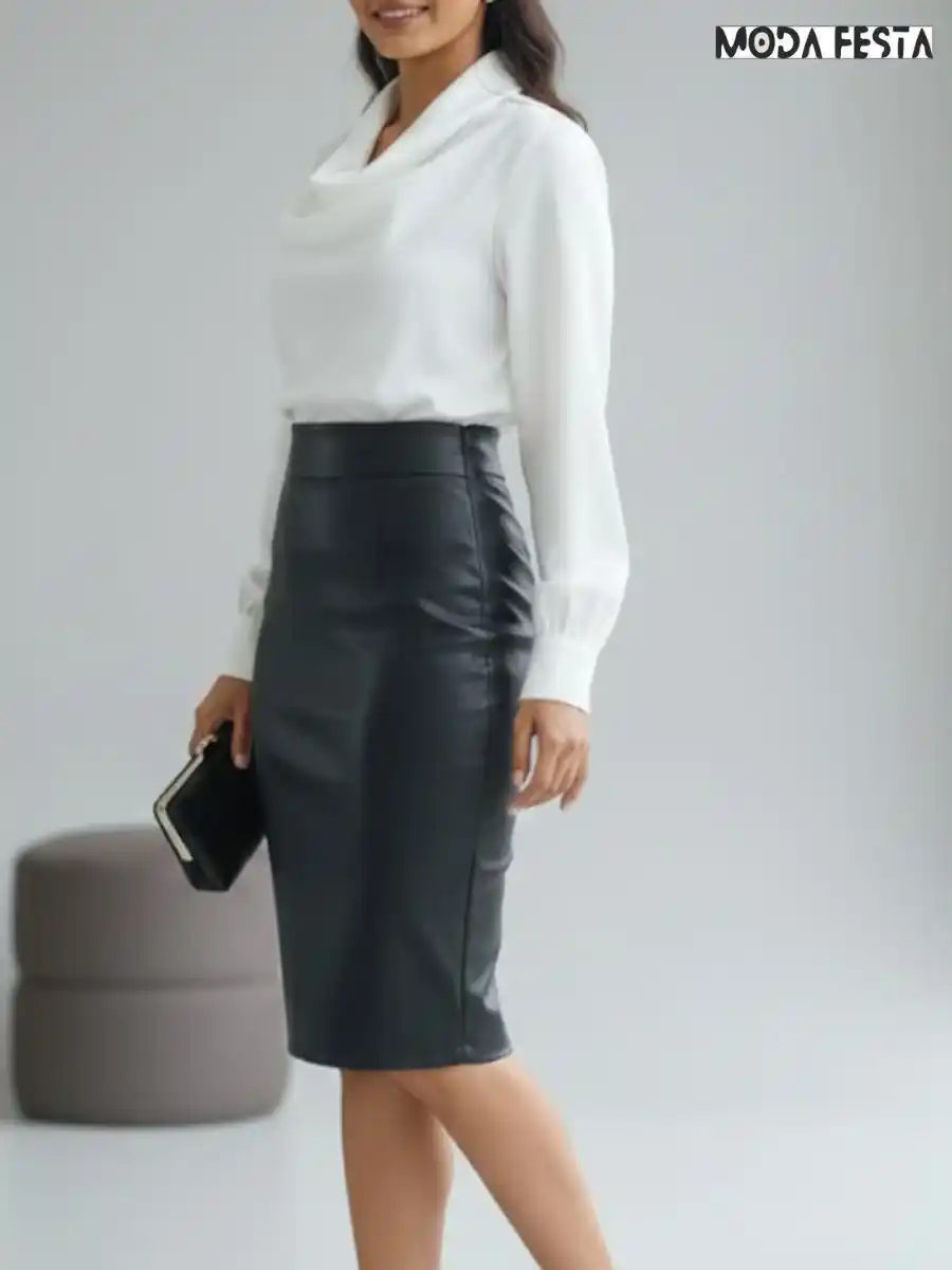 ModaFesta -elegant-skirt-dress-black-white