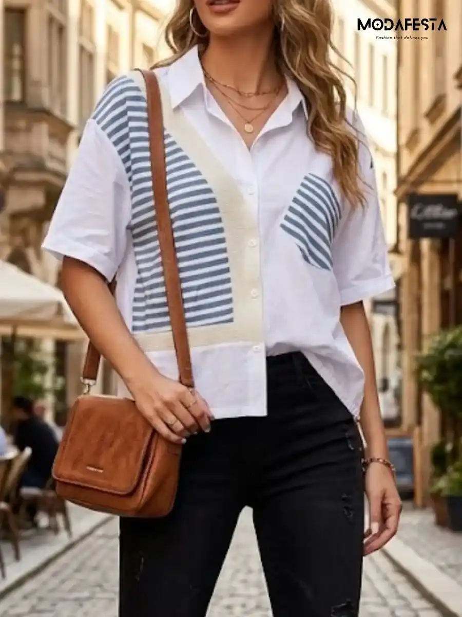 Elegant Striped Cardigan Top