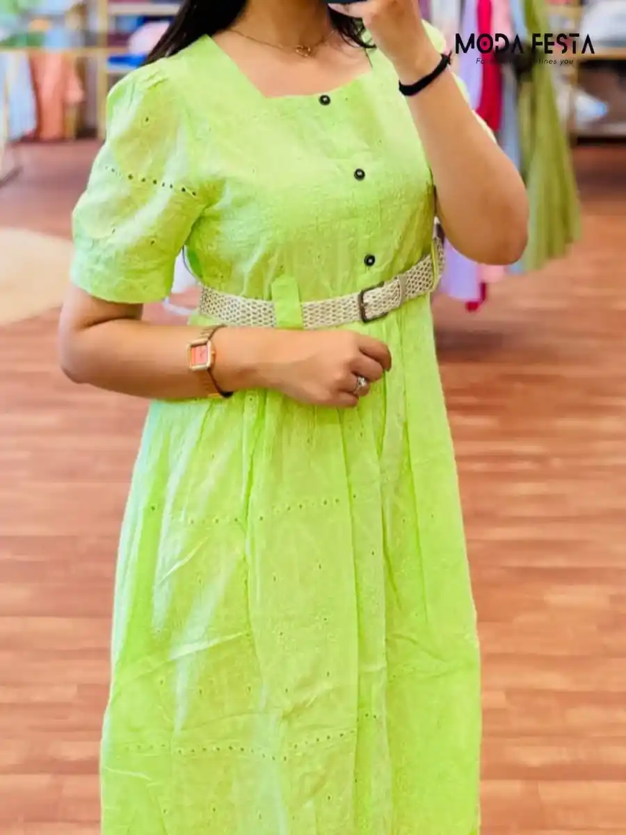 ModaFesta -elegant-a-line-chiken-dress-green