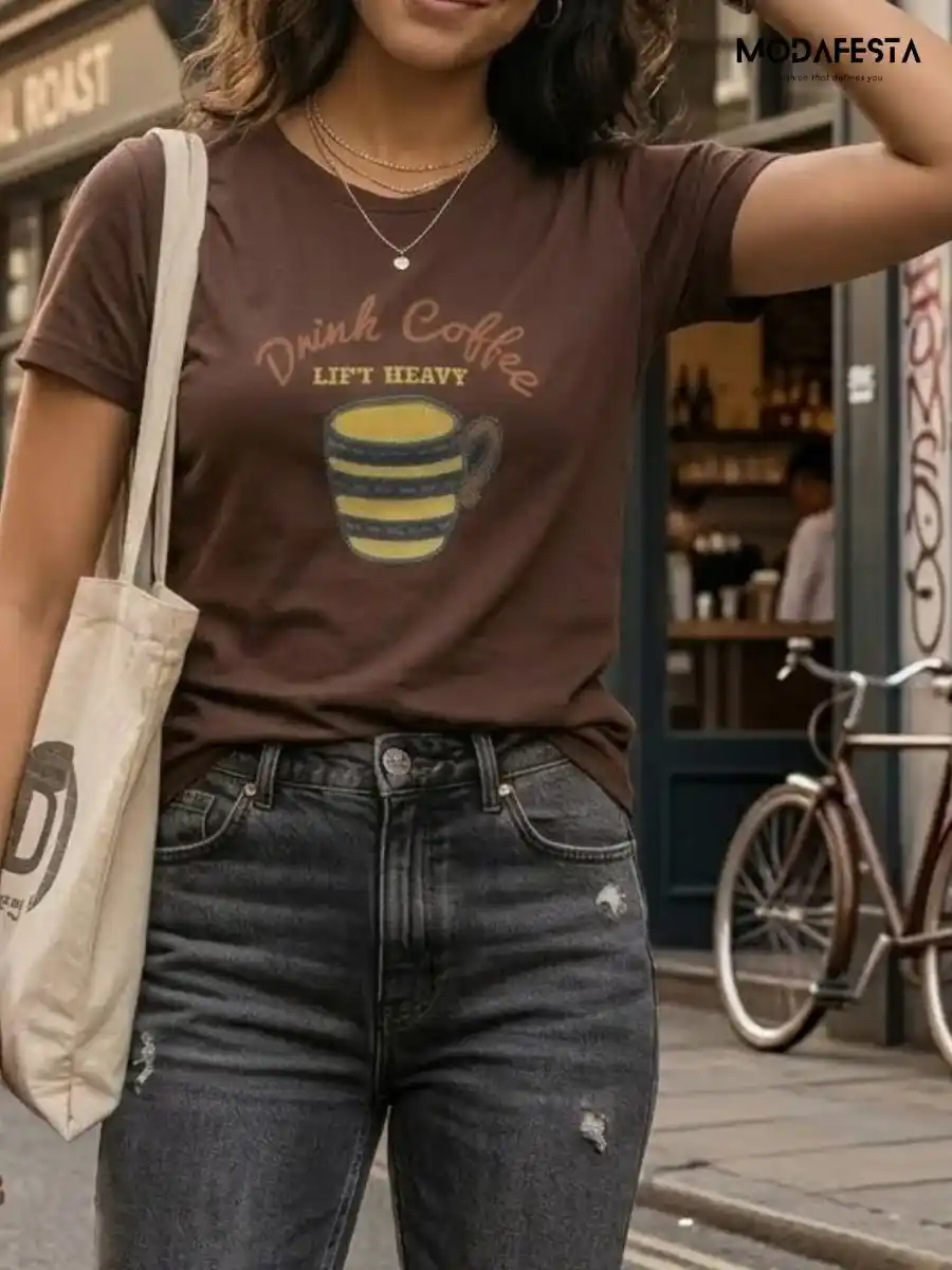 ModaFesta -elegant-graphic-print-t-shirt-brown