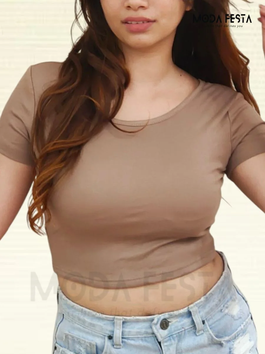 ModaFesta -crop-top-with-back-styling-brown