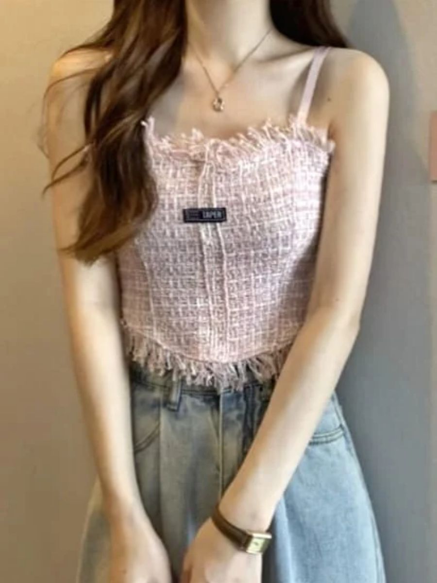 ModaFesta -fringed-crop-co-ord-top-pink