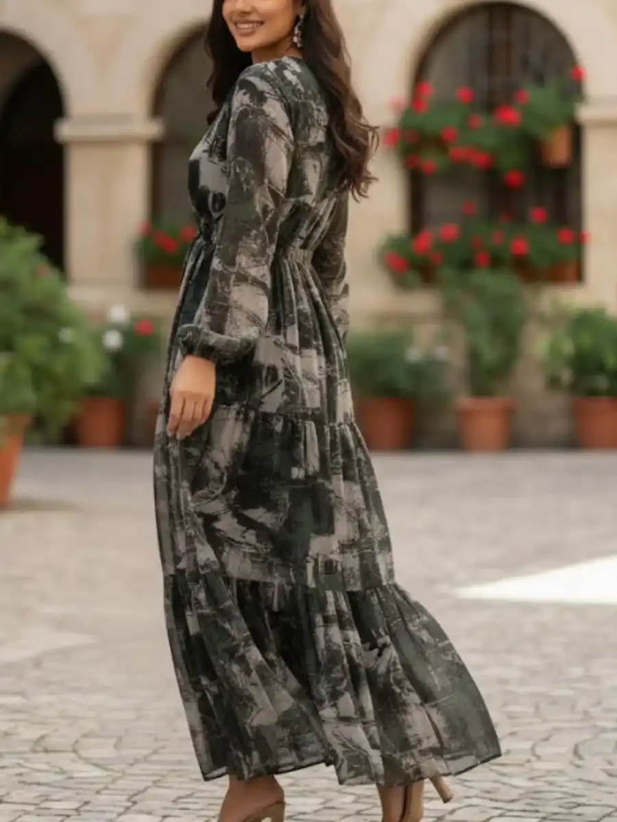 ModaFesta -floral-print-long-dress-grey