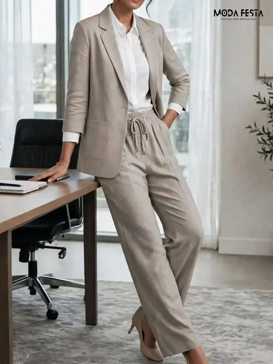 ModaFesta -solid-blazer-and-trousers-set