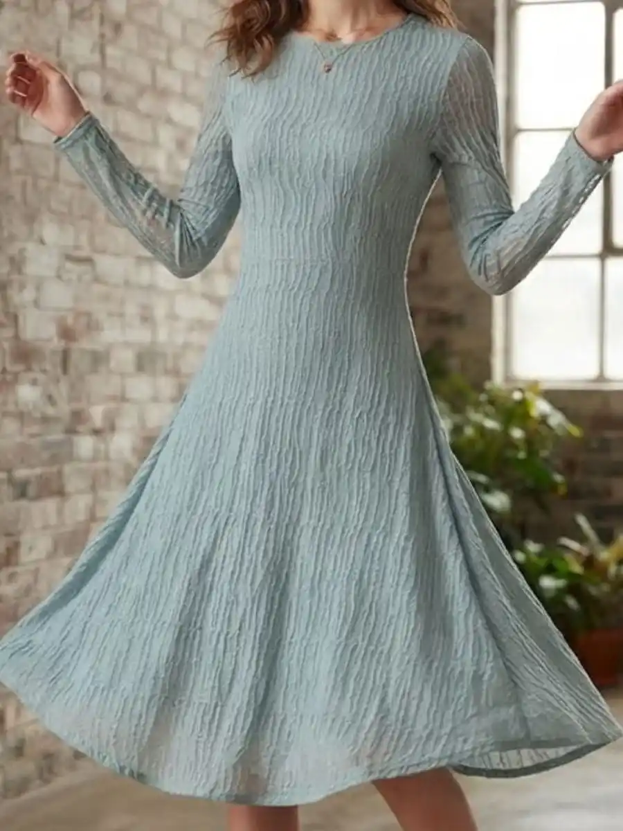 ModaFesta -textured-sage-long-sleeve-midi-dress