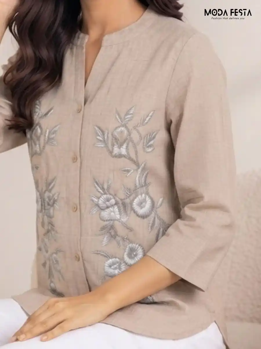 ModaFesta -elegant-embroidered-mandarin-collar-top