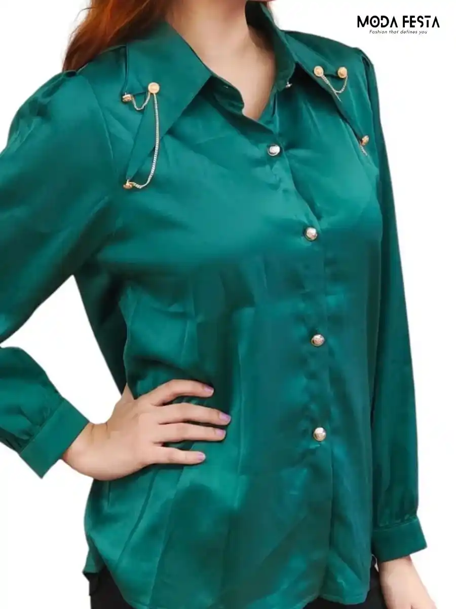 ModaFesta -elegant-style-satin-shirt-green