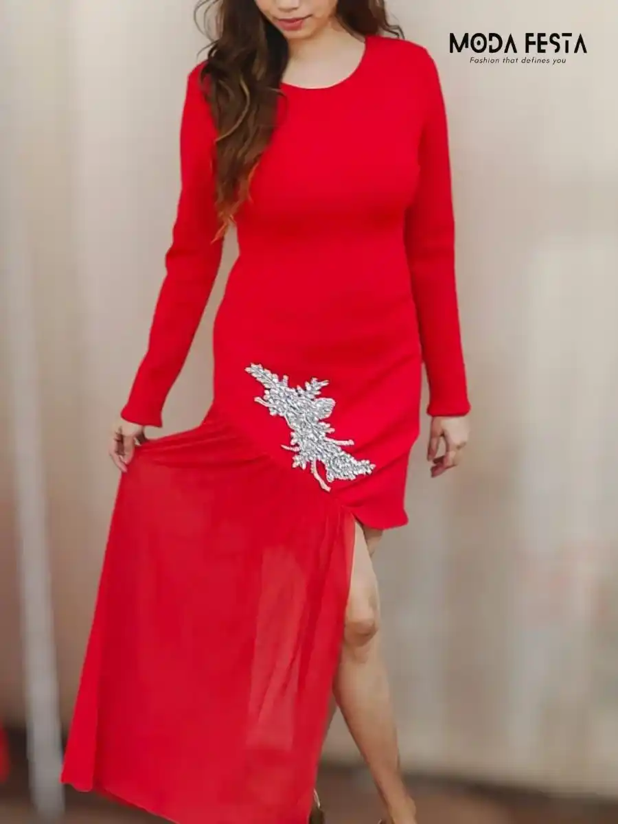 ModaFesta -elegant-rhinestone-dress-red