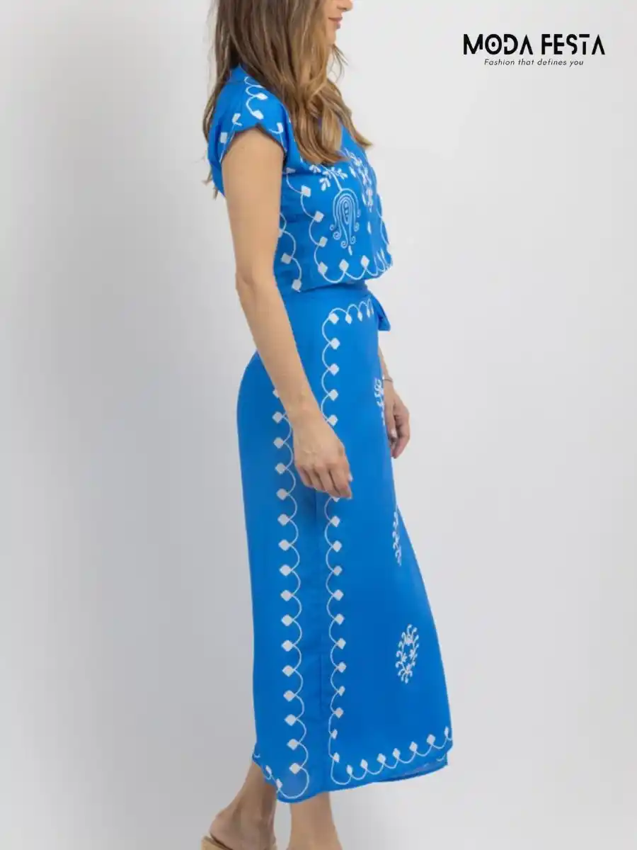 ModaFesta -linen-ethnic-print-coord-set-blue