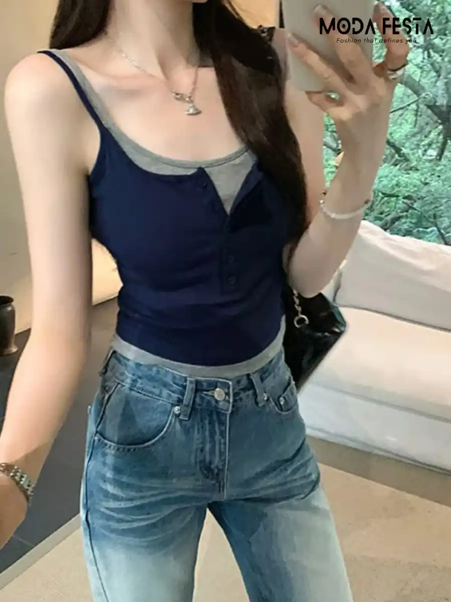 ModaFesta -elegant-layered-inner-tank-top-navy-blue