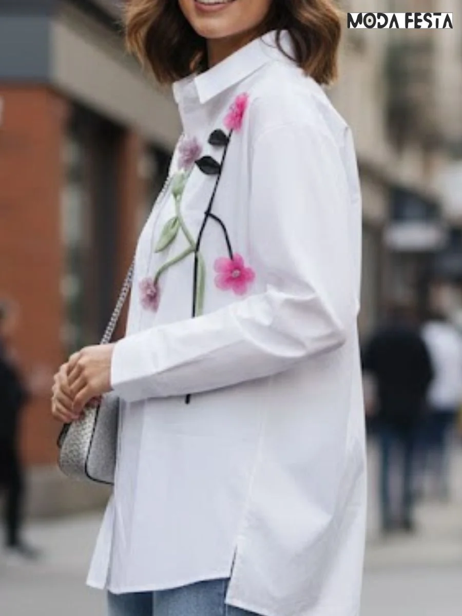 ModaFesta -elegant-cute-flower-shirt-white