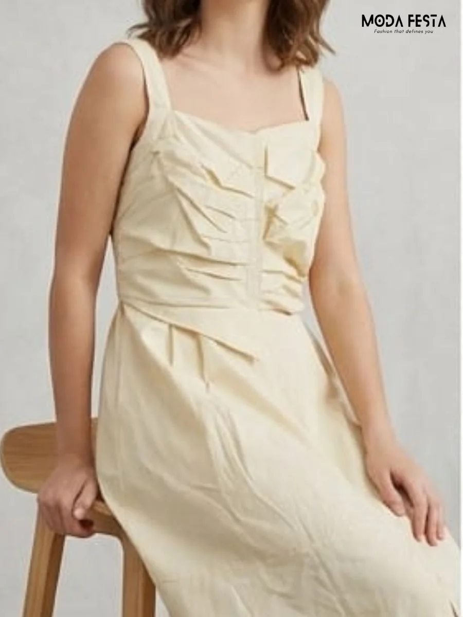 ModaFesta -sleeveless-dress-cotton-strech-long-OFF-WHITE