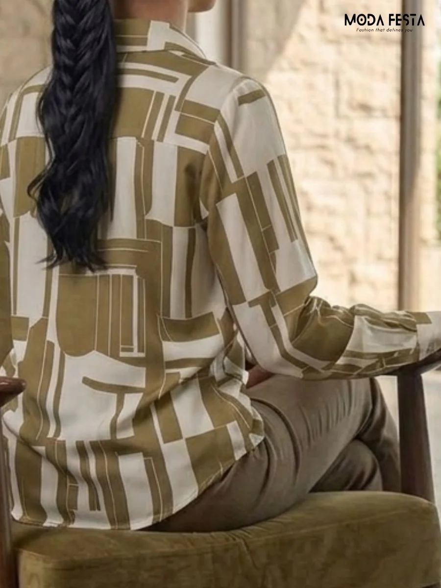 ModaFesta -olive-green-and-white-abstract-geometric-block-print