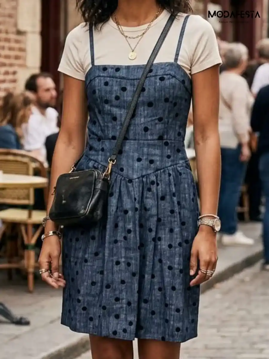 ModaFesta -stylish-polka-dot-short-dress-grey