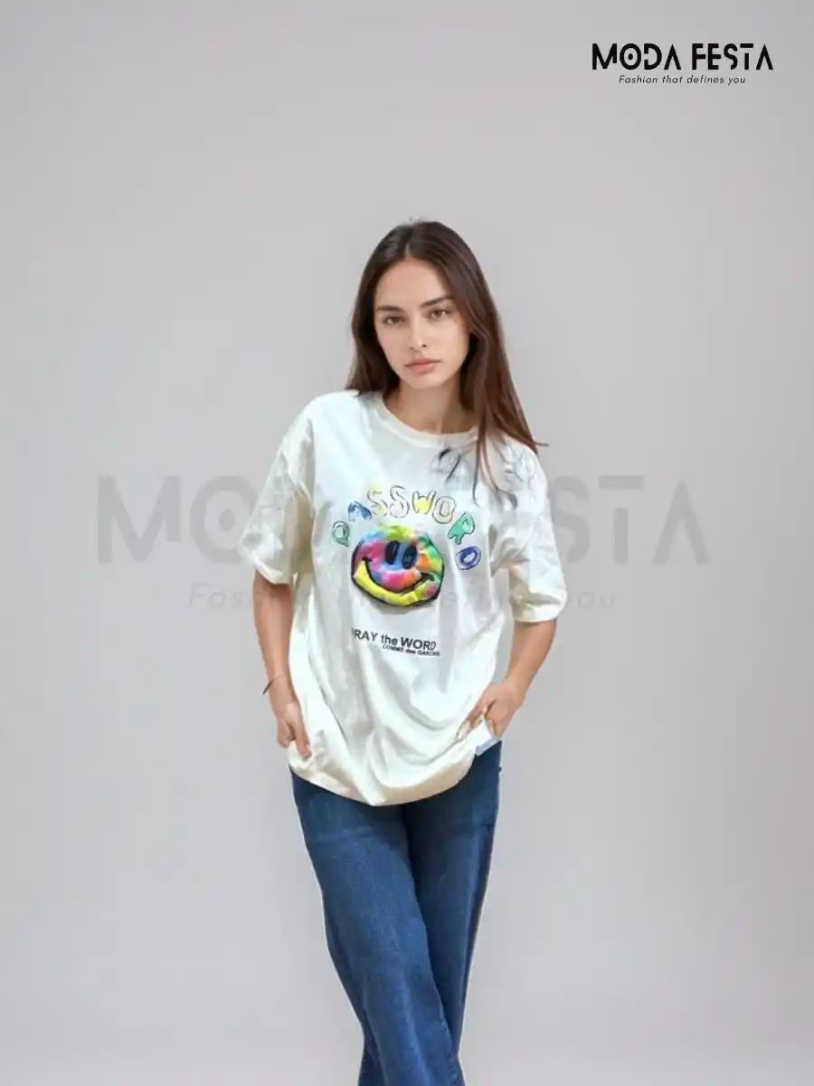 ModaFesta -comfy-casual-tshirt-for-women-off-white