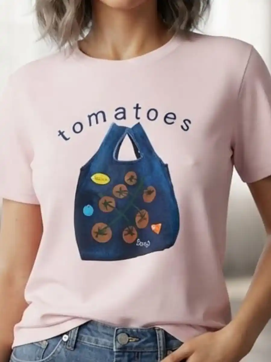 ModaFesta -womens-pink-tomatoes-graphic-t-shirt