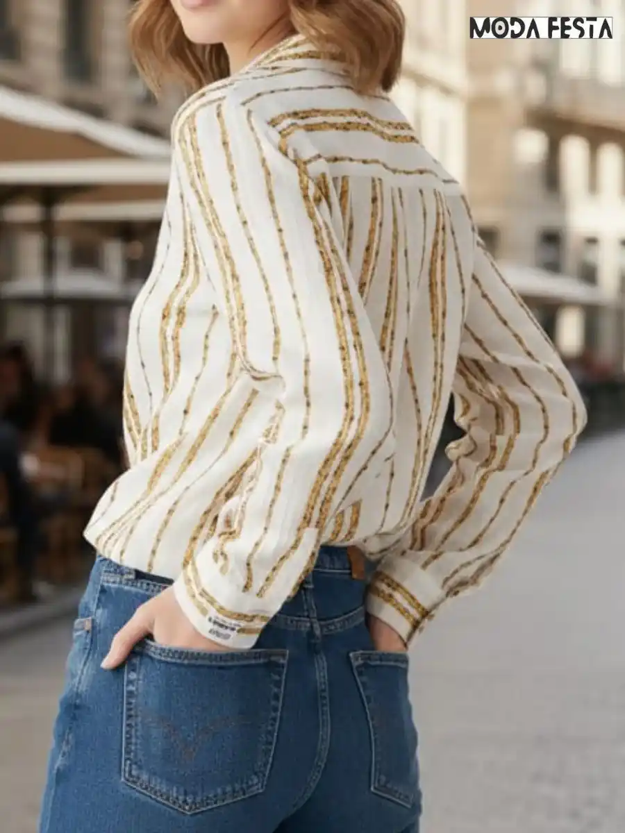 ModaFesta -elegant-brown-and-beige-striped-shirt